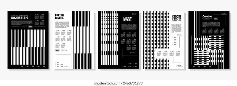 Conjunto de diseño de cubierta cuadrada de estructura de línea de rayas modernas