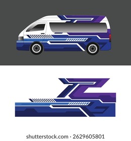 Modern stripe sticker design for van car body.