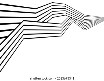 Patrón moderno rayado negro y blanco de líneas rectas rotas en perspectiva. Fondo vectorial abstracto de moda para empaque, diseño web, volantes, tarjetas de visita, videos.