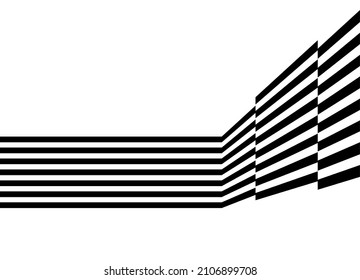 Modern striped black and white pattern of straight broken lines. Design element. Vector background with place for text