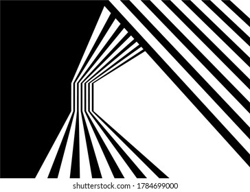 Modern striped black and white vector pattern with broken parallel lines. Trendy universal vector background