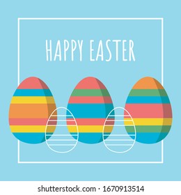 modern striped colorful graphic eggs collection or set vector cartoon background texture & happy easter isolated. concept creative holiday artistic painted egg graphic flat design illustration card 