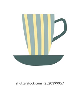 Modern striped cup with a minimalist design in soft green and yellow tones. Ideal for kitchenware, home decor, and drinkware enthusiasts looking for a stylish touch.