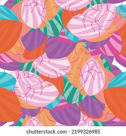 Modern striped doodle fantasy messy geometric shapes seamless pattern. Infinity abstract card, layout. Creative background with geo shapes. Textile, fabric, wrapping paper.