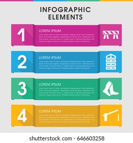 Modern striped infographic template. infographic design with striped icons includes shutter blinds, socks. can be used for presentation, diagram, annual report, web design.
