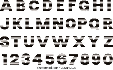 Modern striped letters and numbers - vector illustration