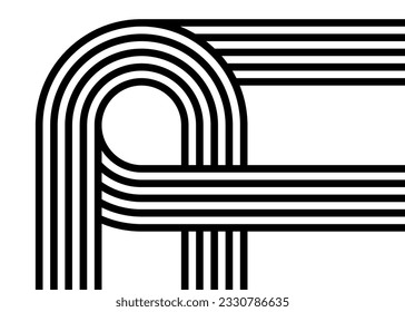 Modern striped pattern of black parallel lines on a white background. Retro style. Vector background