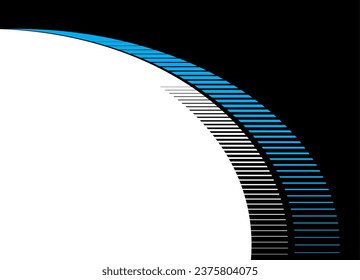 A modern striped pattern in a semi-arch shape between black and white. For printing, posters, posts on social networks, advertising, packaging design, textiles, covers, postcards. Vector background