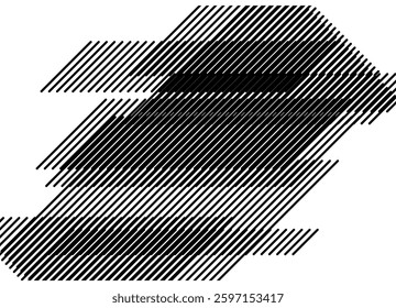 Modern striped pattern of thin black parallel lines on a white background. Abstract vector background for covers, advertising, interior. design element. Striped broken stripes
