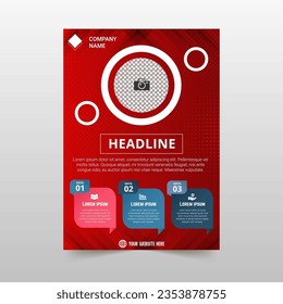 Modern Striped Red Flyer Template With Dots, can be used for business designs, presentation designs or any suitable designs.