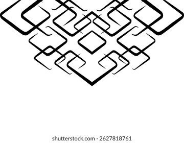 Modern striped symmetrical pattern of black lines on a white background. Design element. Vector background. Abstract rhombuses