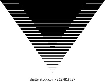 Modern striped triangular pattern. Sporty design element from black lines on white background. Vector background for covers, advertising, packaging and sportswear. Logo base