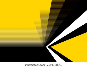 Modern striped vector background with place for text for covers, advertising, announcements, packaging. Black and yellow sports pattern of lines and geometric shapes. Abstract rays