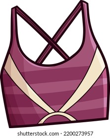 Modern stripes red purple sport bra cartoon illustration