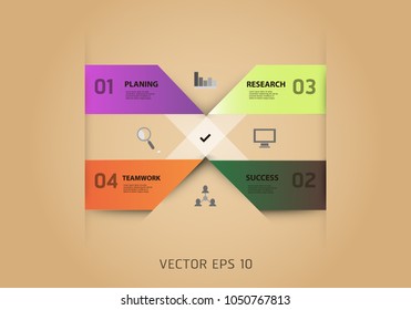 Modern strips infographics different options banner for business processes, workflow, diagram, flowcharts