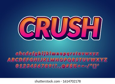 Modern strong and bold 3d font typeface for poster, game title and website. Trendy gradient color font effect