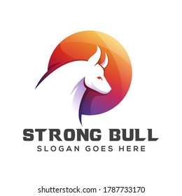modern strong bull gradient logo design