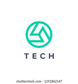 Modern strong dynamic tech logo template. Abstract round  universal vector logotype