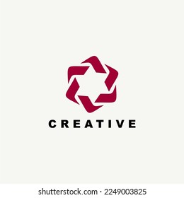 Modern strong dynamic tech logo template. Abstract propeller, six blades, universal vector logotype.