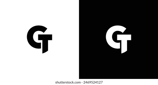 Modern and strong letter GT initials logo design