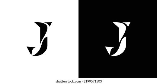 Diseño del logotipo de las iniciales J de letra fuerte y moderna