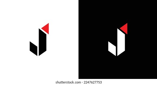 Diseño del logotipo de las iniciales J de letra fuerte y moderna