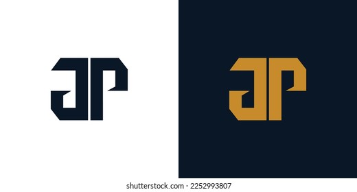 Modern and strong letter JP initials logo design