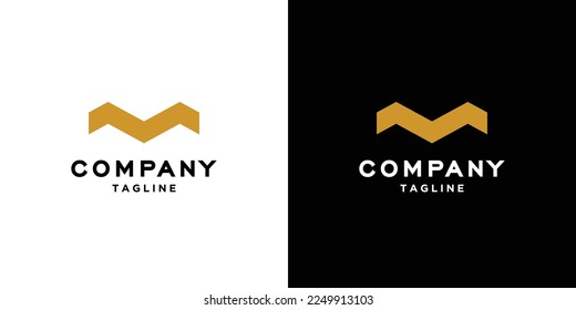 Diseño del logotipo de las iniciales M de letra fuerte y moderna