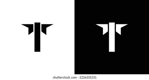 Modern and strong letter T initials logo design