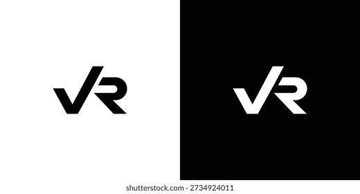 Diseño moderno y fuerte del logotipo de las iniciales de la letra VR