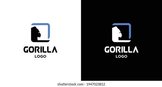 Logo moderno y fuerte de la cabeza del símbolo gorila