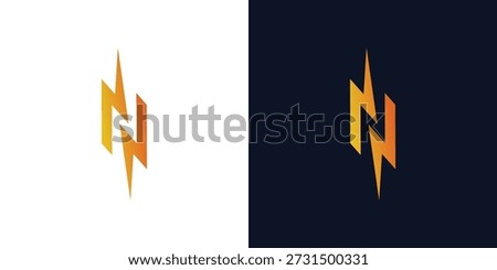 Modern and strong N electric voltage logo design	