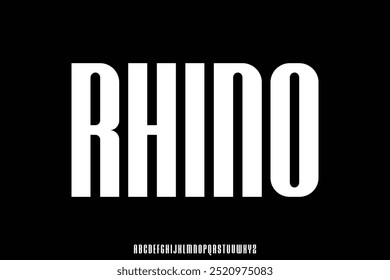 Modern strong rhino condensed alphabet display font vector illustration