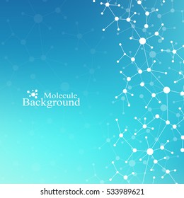 Modern Structure Molecule DNA. Atom. Molecule and communication background for medicine, science, technology, chemistry. Medical scientific backdrop