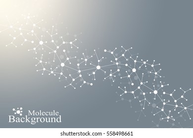 Modern Structure Molecule DNA. Atom. Molecule and communication background for medicine, science, technology, chemistry. Medical scientific backdrop