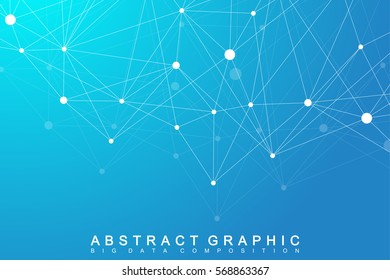 Modern Structure Molecule DNA. Atom. Molecule and communication background for medicine, science, technology, chemistry. Medical scientific backdrop. Lines plexus. Card surface, vector illustration