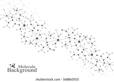 Modern Structure Molecule DNA. Atom. Molecule and communication background for medicine, science, technology, chemistry. Medical scientific backdrop. Lines plexus. Card surface, vector illustration