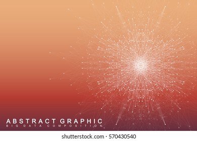 Modern Structure Molecule DNA. Atom. Molecule and communication background for medicine, science, technology, chemistry. Medical scientific backdrop. Lines plexus. Card surface, vector illustration