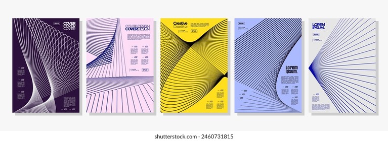 Modern structure stripe line shape cover design set