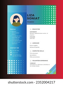 Modern student cv resume design template