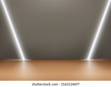 Modernes Studio mit leuchtenden Neonleuchten. 3D-Vektorgrafik
