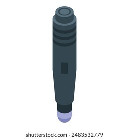 Modern studio microphone is standing on white background, isometric view