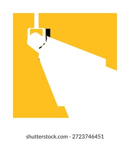 Moderno estúdio palco holofote brilhando em espaço vazio com fundo amarelo