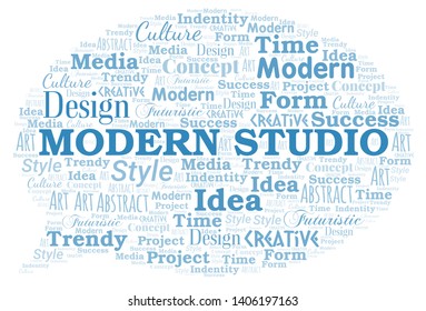 Modern Studio word cloud. Wordcloud made with text only.