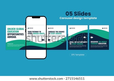 Modern Study Abroad Education Carousel Post Template for Social Media