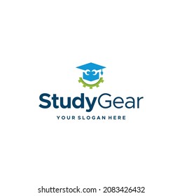 diseño moderno de logotipo de sombrero de gafas para la graduación