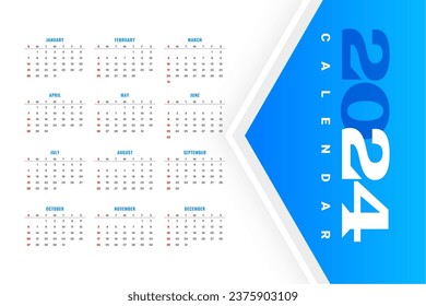 modern style 2024 new year calendar template a perfect office stationery vector