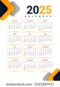 modern style 2025 desk calendar layout business stationery vector
