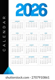 Vector de diseño de calendario de planificador de eventos de 2026 de estilo moderno