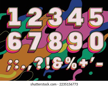
modern style 3d numbers and punctuation marks, background